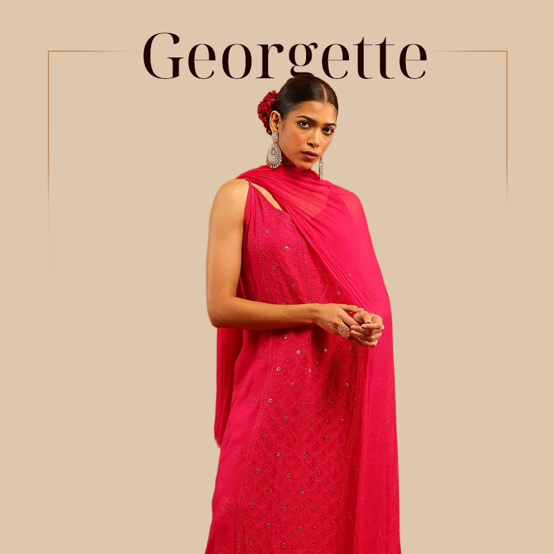 Georgette Chikankari Kurta, Kurti & Saree Collection