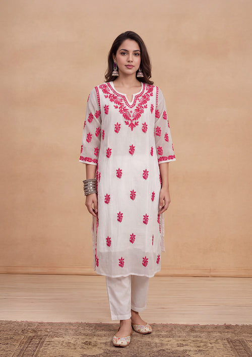 Hayat Chikankari Kota Straight Kurta with Inner