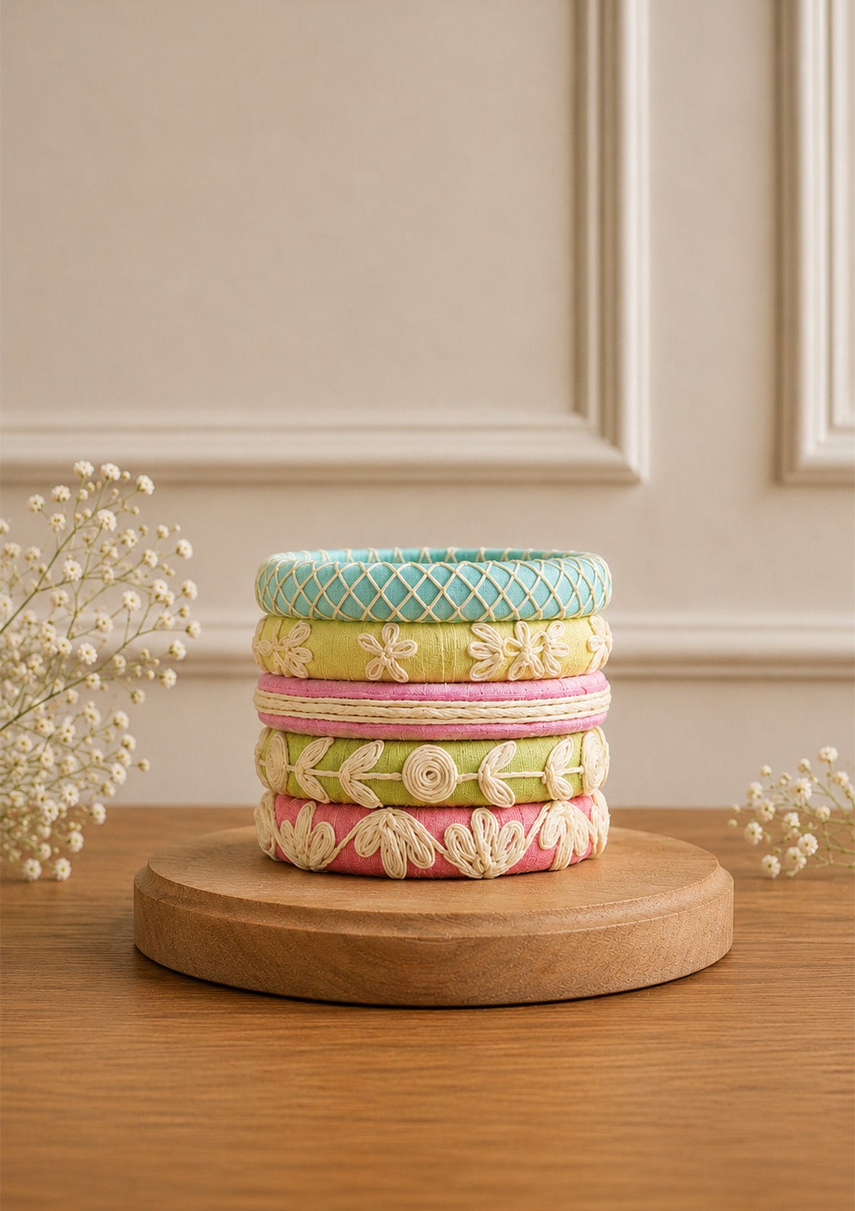 HOC Accessories Multicolor Handcrafted Chikankari Bangles – House