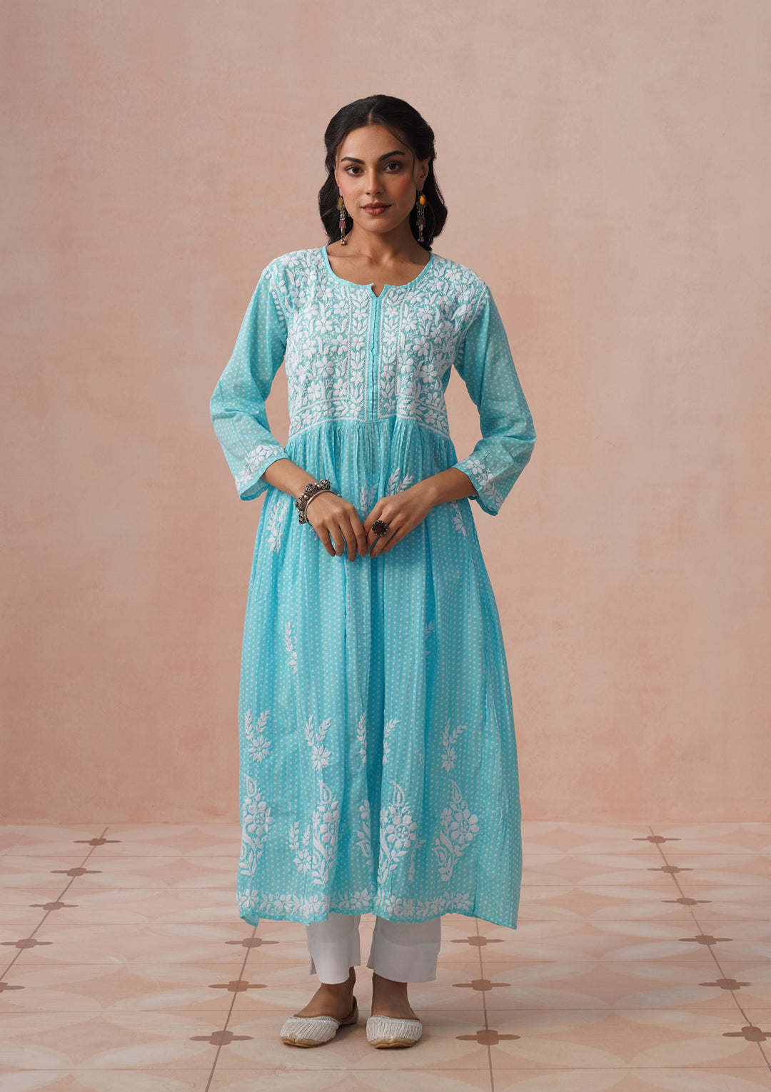chikankari maxi dress for women Magique
