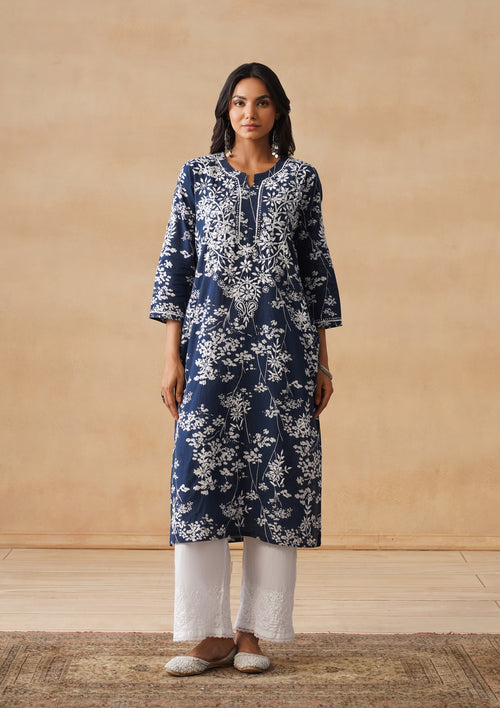 HOC Zainab Chikankari Mulmul Straight Kurta
