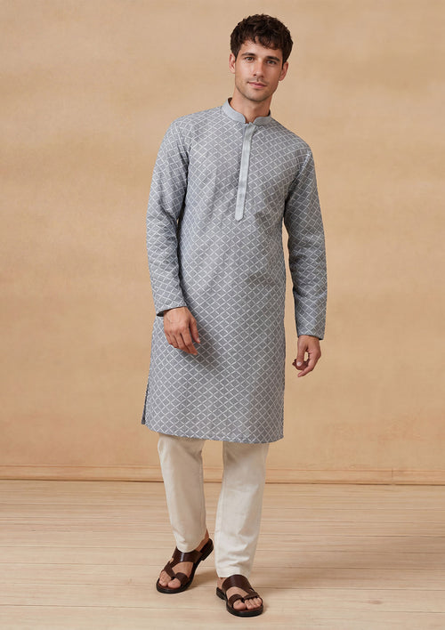 HOC Shaan Chikankari Cotton Straight Men's Kurta
