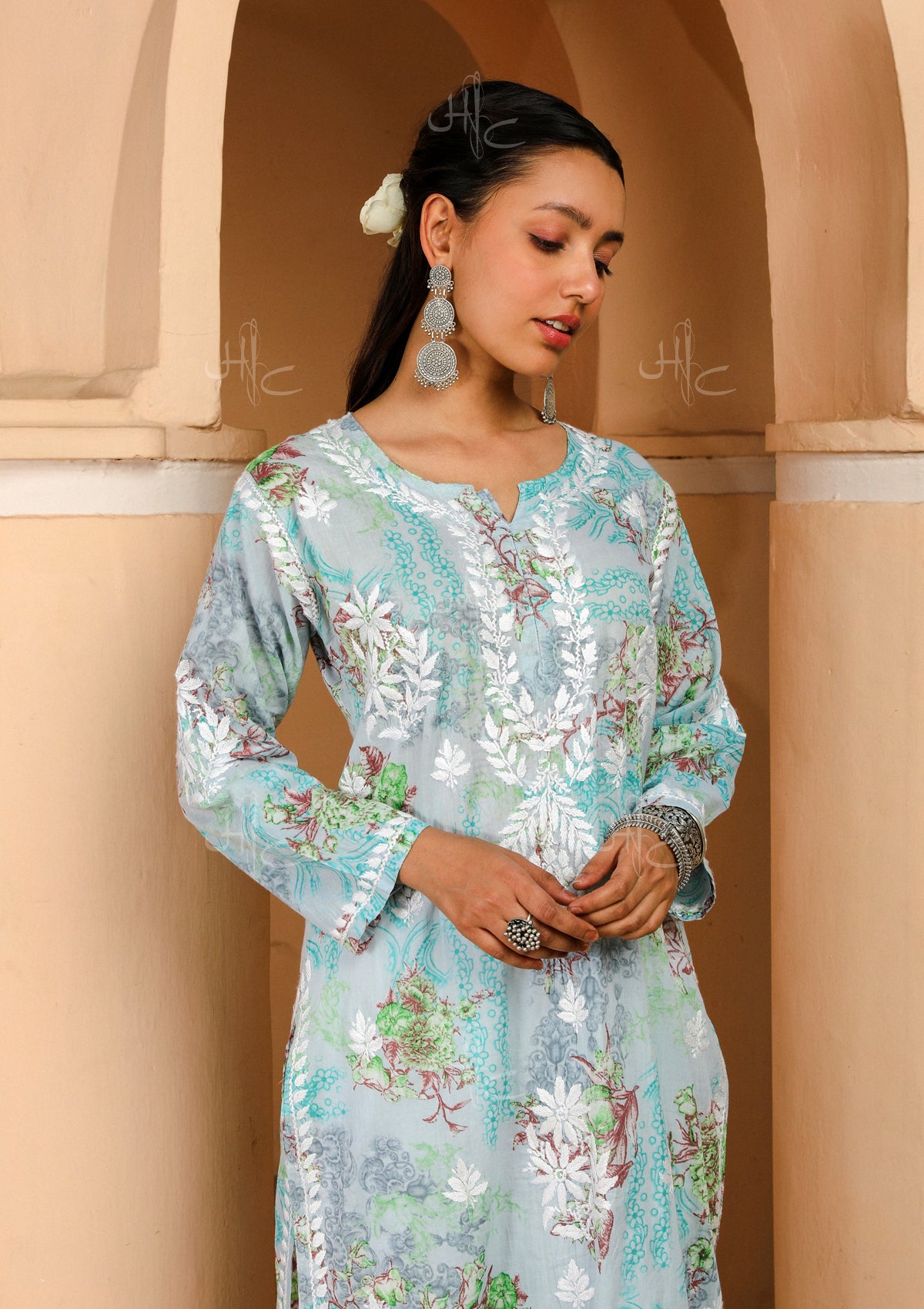Buy Rangita Cream Cotton Floral Print Anarkali Kurta for Women Online @  Tata CLiQ