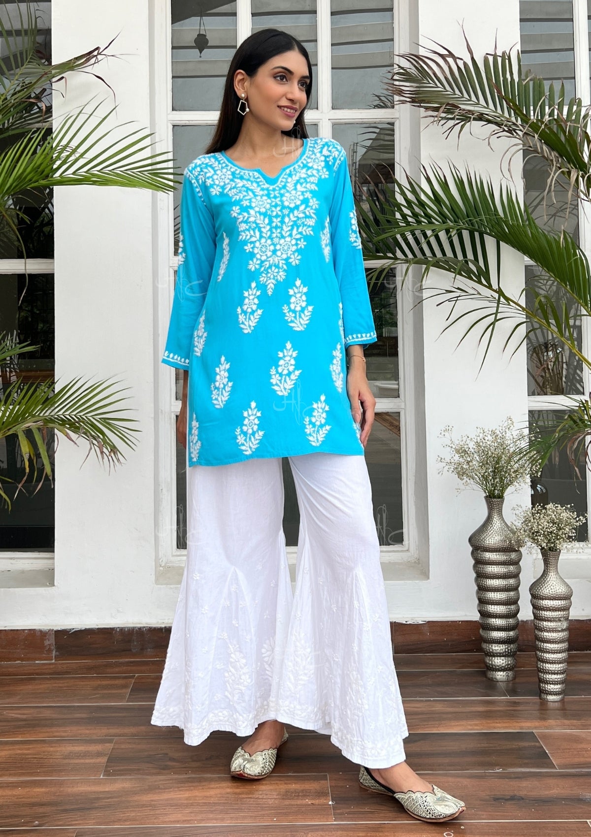 Buy SHADES OF FAASHION Embroidered White Short Kurti online