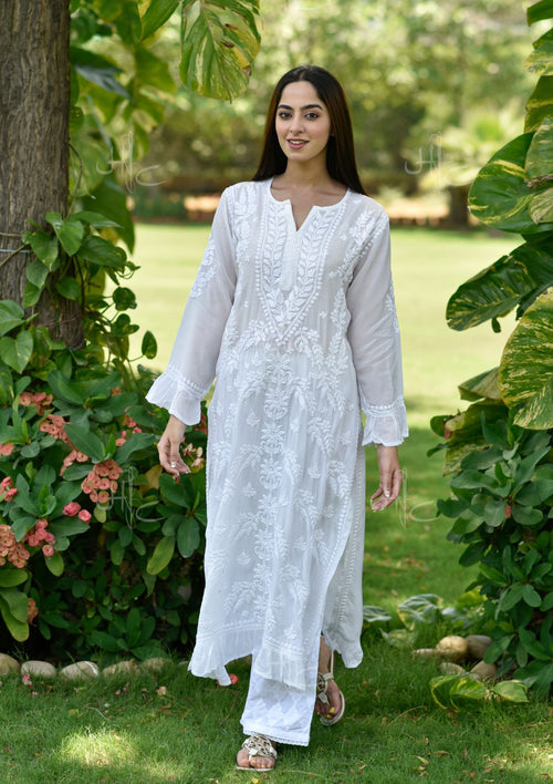 HOC Nora Chikankari Muslin Straight Kurta