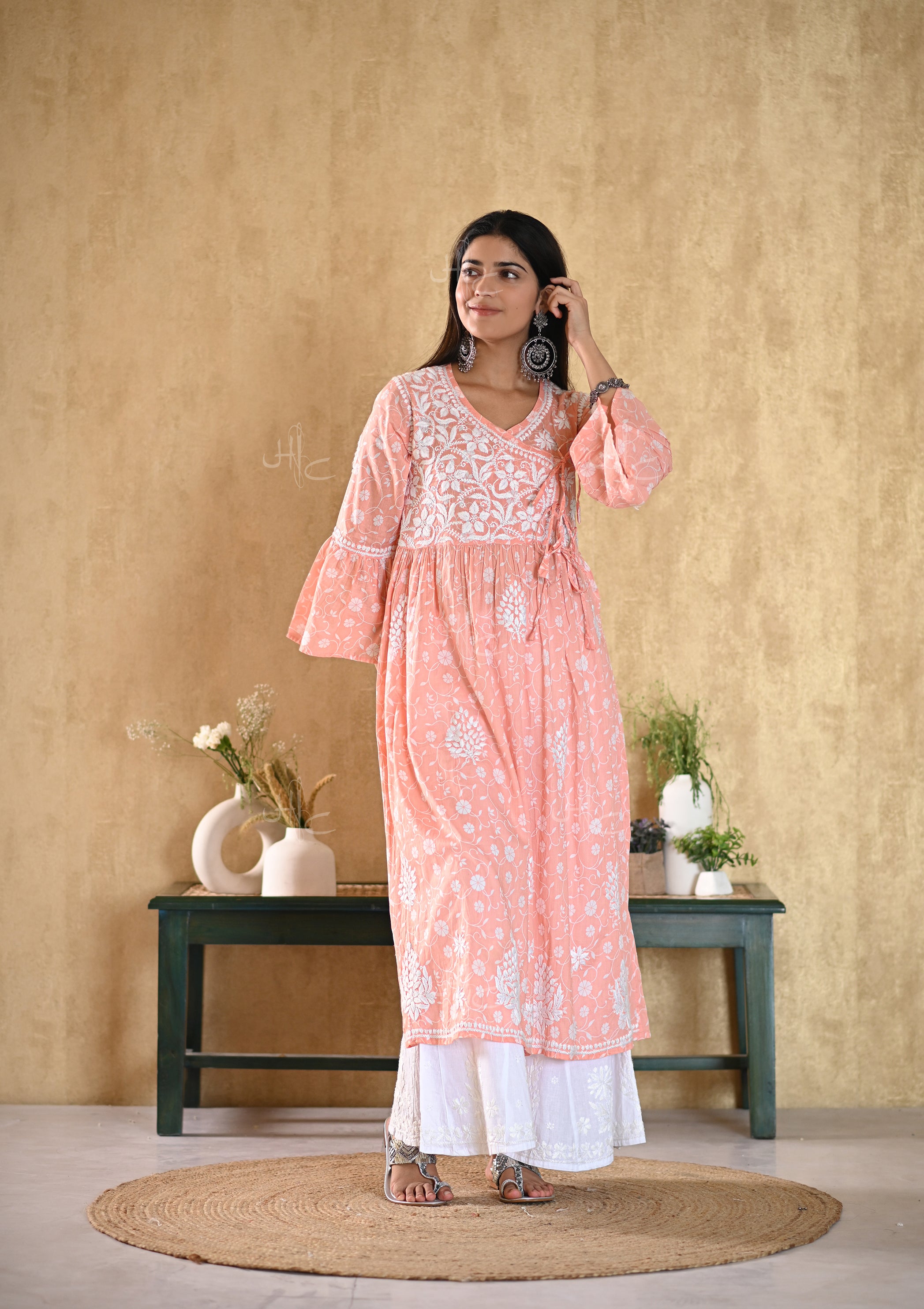 Handmade Chikankari Mulmul Cotton Kurti Palazzo Set Ethnic Wear Lucknowi  Chikankari Dress / Chikankari Kurta/ Handmade Dress Set - Etsy