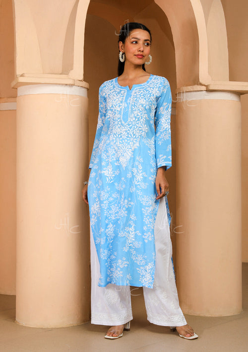 HOC Zainab Chikankari Mulmul Straight Kurta