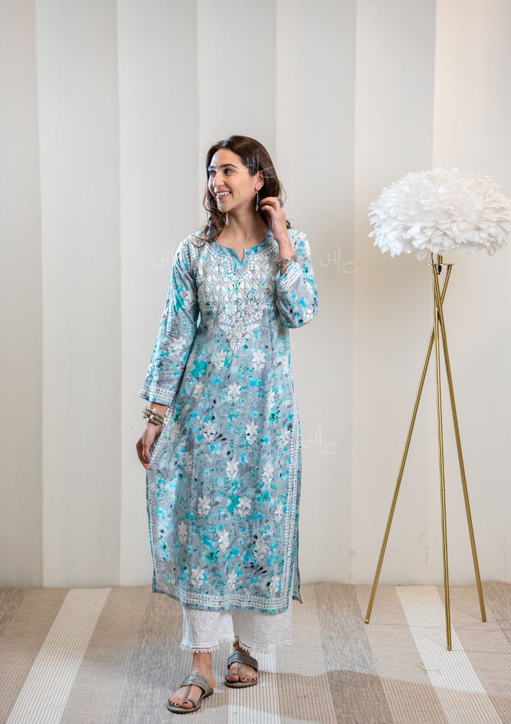 Noor Grey Chikankari Kurta
