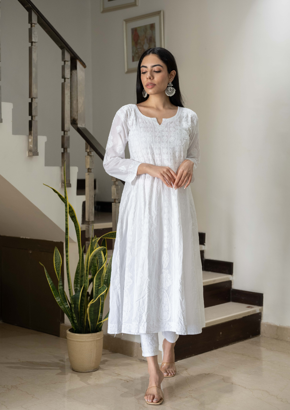Buy Cotton Silk Embroidered Long Kurta for Women Online at Fabindia   10600035